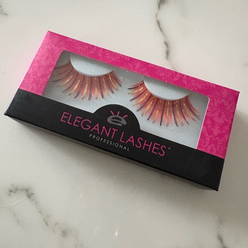 NIB Elegant Lashes colorful lashes pink tinsel
